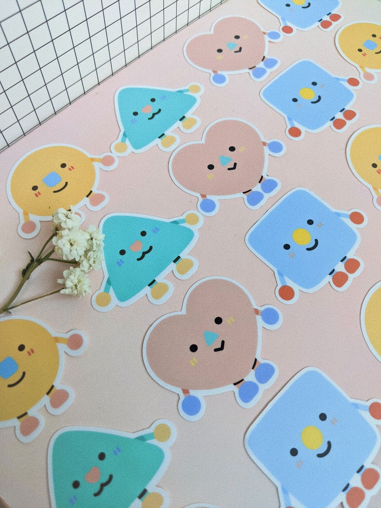 Ohn0se friend - Opal Sticker// Circle with square nose, smiley face friend, cute weatherproof glossy matte sticker