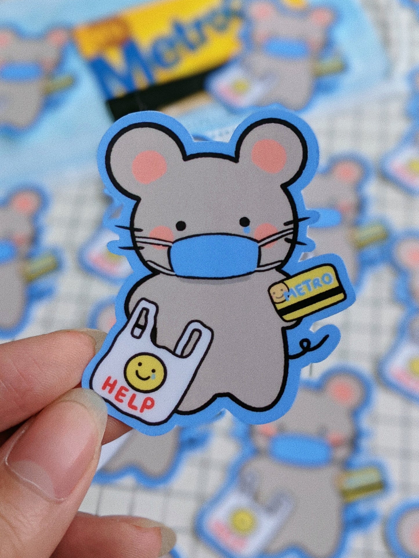 Little Apple the Rat on the Work Grind | NYC Rat, Metro Card, Help Bag, 9 to 5 corporate job | Cute Matte Weatherproof Vinyl Sticker