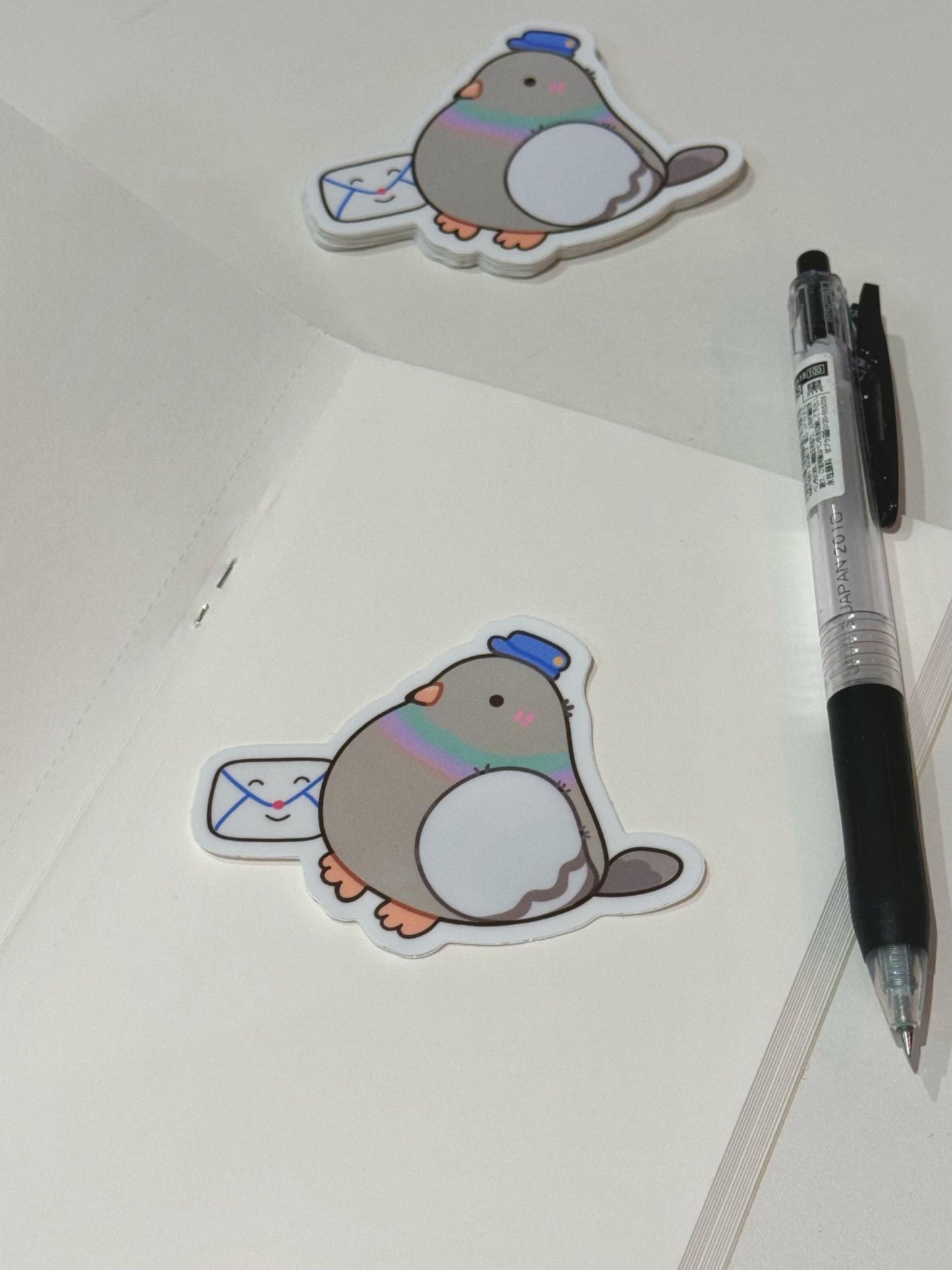 Carrier Pigeon Vinyl Sticker | NYC Kawaii Illustration | Waterproof Matte Round Chubby Cute Bird Sticker| Perfect Gift for NYC Friends