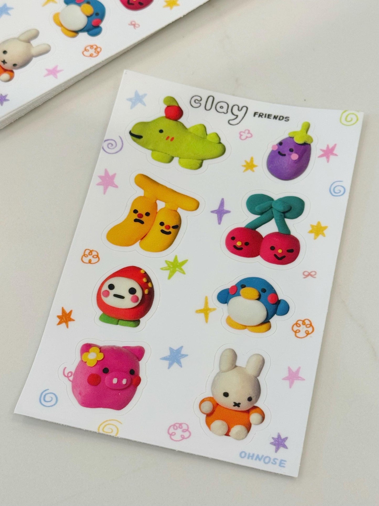 Clay Friends A6 Durable Waterproof Vinyl Sticker Sheet| Cute Little Guys Artwork| Perfect 4 Waterbottles Gifts Laptops| Tiny Animal &Friends