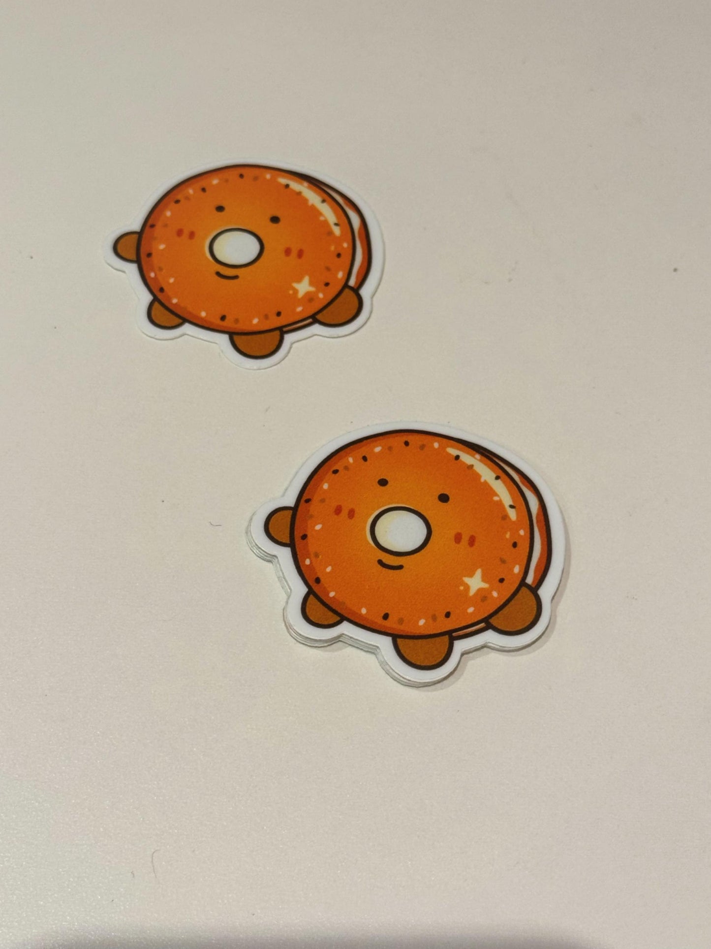 Everything Cream Cheese Bagel Vinyl Sticker| NYC Cute Food Series| Waterproof Premium Matte Sticker| Gift for Friends + Perfect for Laptops