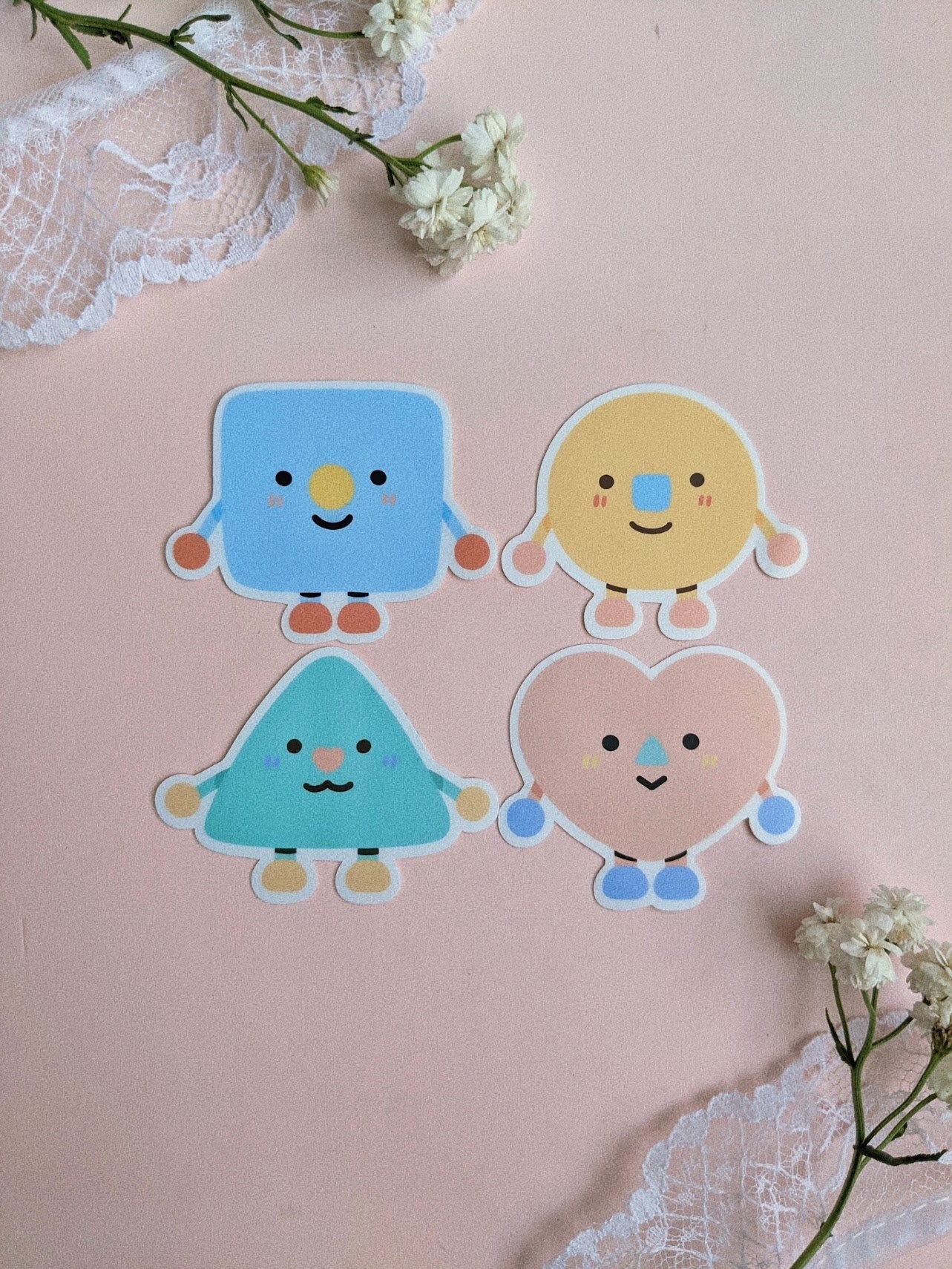 Ohn0se friend - Ell Sticker// Square with circle nose, smiley face friend, cute weatherproof glossy matte sticker