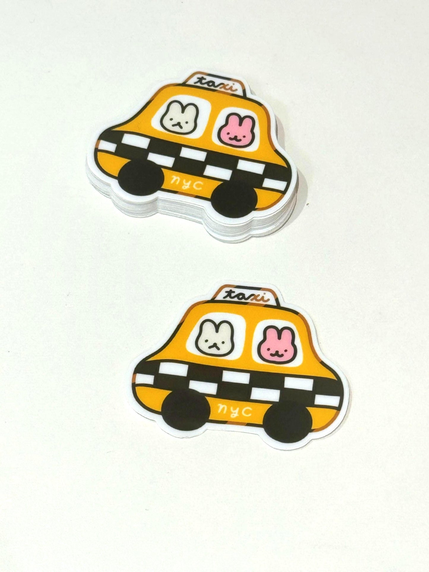 NYC Taxi Vinyl Sticker | NYC Kawaii Illustration Series| Waterproof Premium Matte Yellow Cute Chibi Car Sticker| Perfect Gift 4 NYC Friends