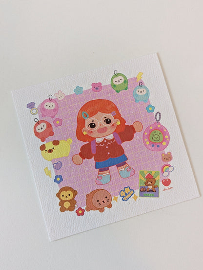 Turning Red Meilin Lee 4x4" MINI Art Print | Mei's room and Toy Inventory- Disney Pixar Shirt, Cute Red Panda, 4town
