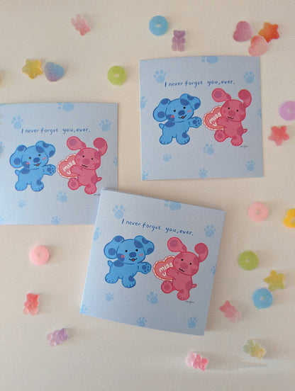 I Never Forgot You Ever- Blue's Clues 4x4" MINI Shimmer Art Print / Blue and Magenta, Steve Blues Clues, Nick Jr, Childhood Nostalgia Gift