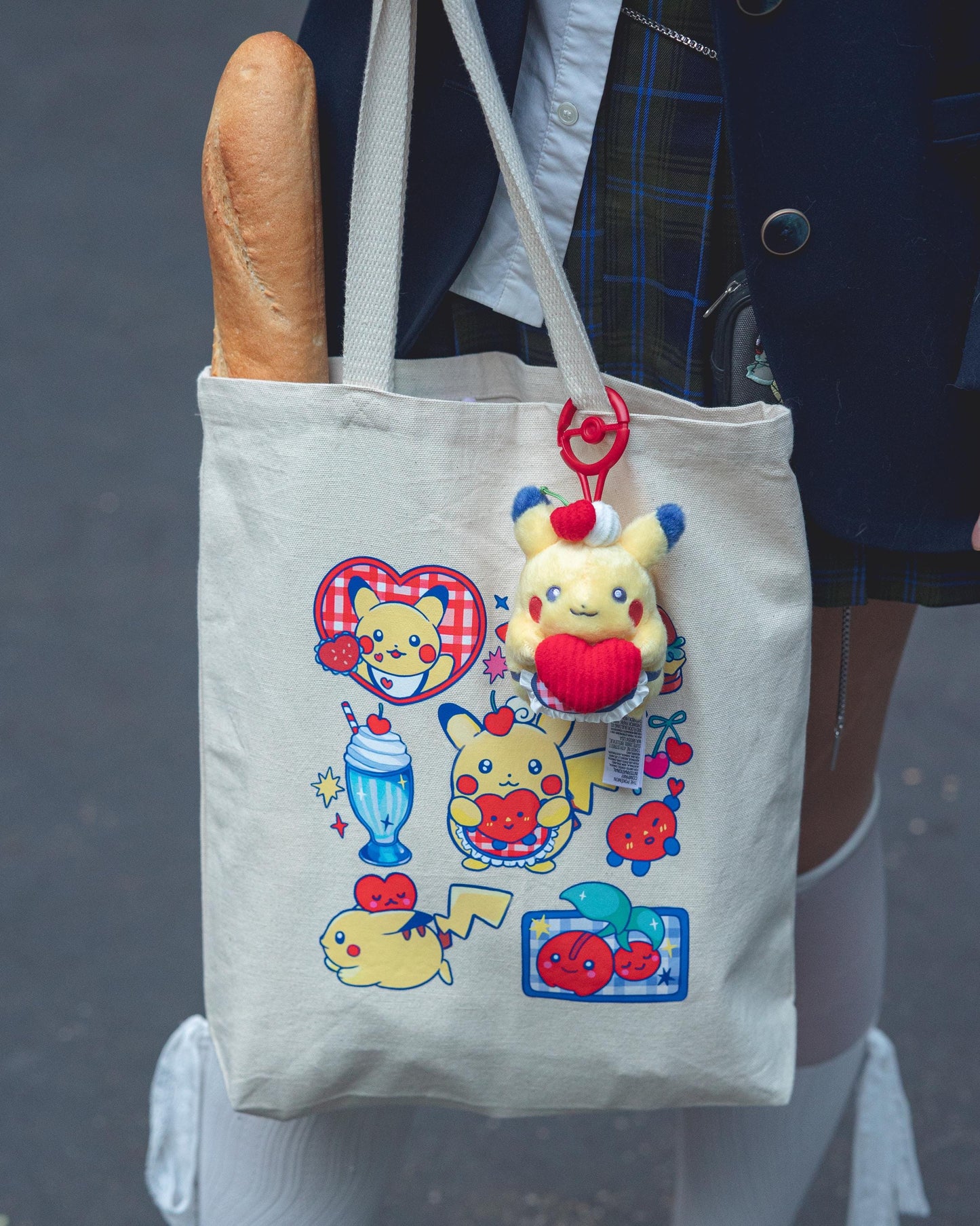 Pikachu Diner Sturdy Canvas Tote Bag| Cute Pokemon Japanese Anime Inspired 100% Cotton Bag| Kawaii Pocket Monster Milkshake Burger Retro 90s