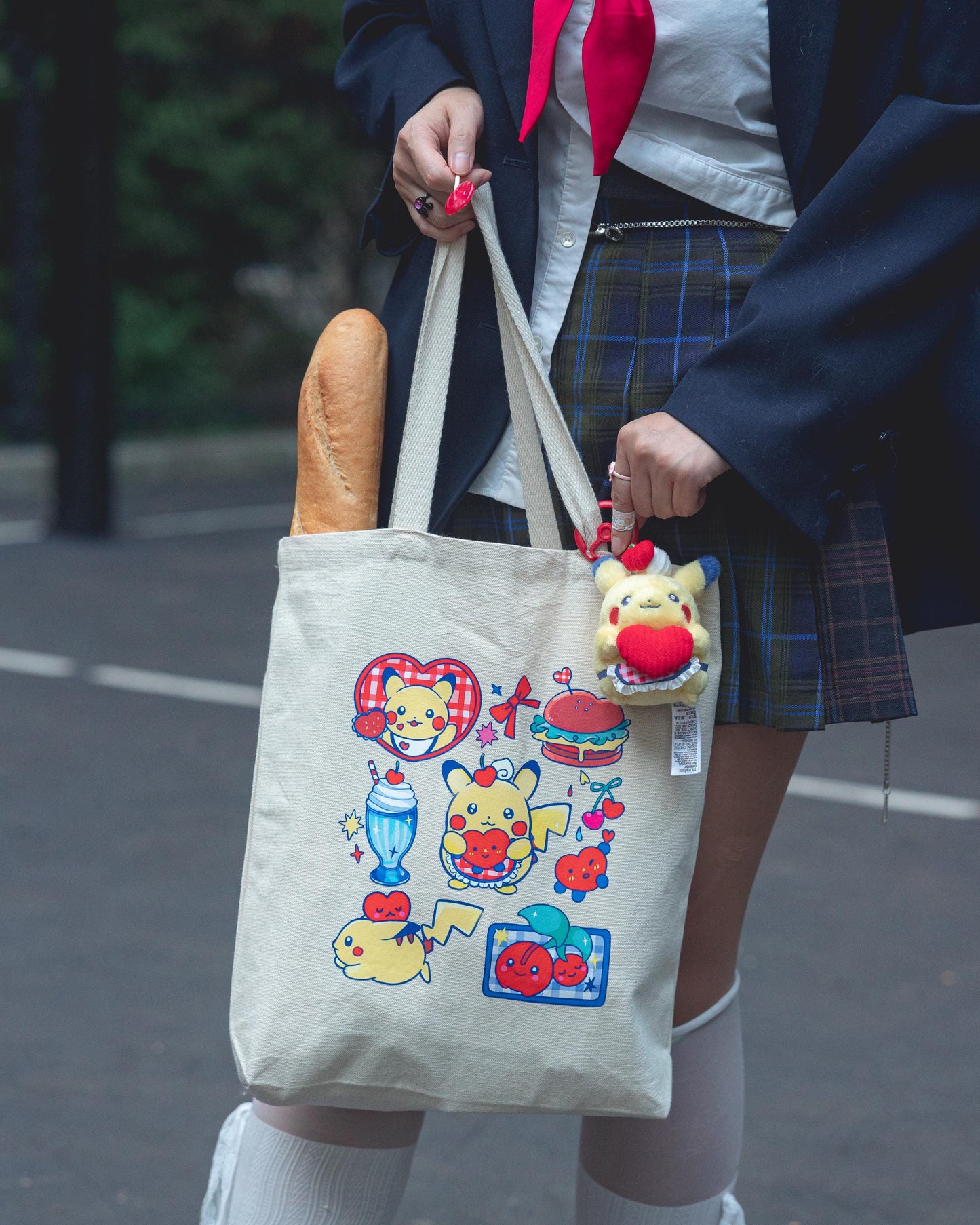 Pikachu Diner Sturdy Canvas Tote Bag| Cute Pokemon Japanese Anime Inspired 100% Cotton Bag| Kawaii Pocket Monster Milkshake Burger Retro 90s