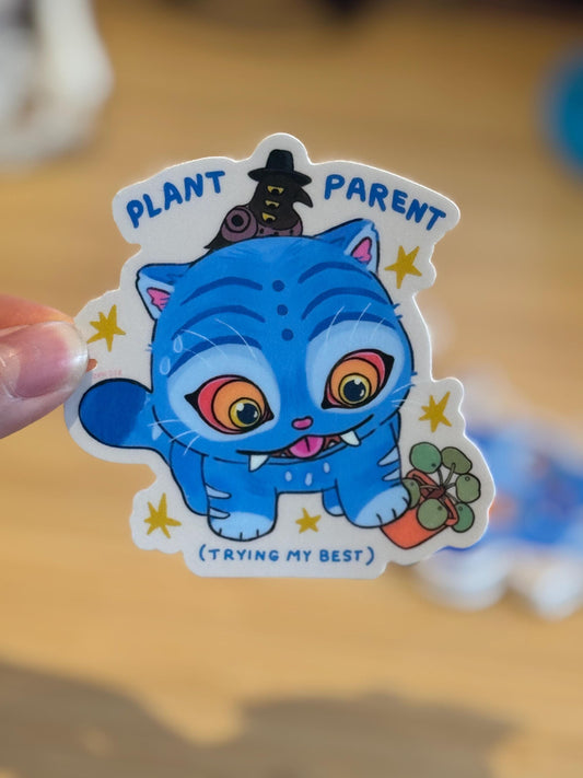 KPop Demon Hunters Derpy Blue Tiger Premium Vinyl Sticker| K-Pop Movie| Plant Parent in Progress|