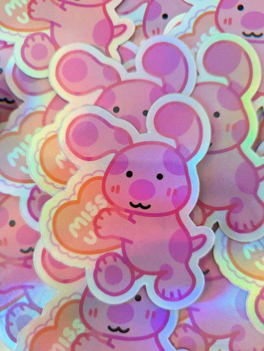 Magenta-Blue's Clues Holographic Vinyl Sticker/ /Nostalgic gifts, childhood, cartoon dog, Laminated Waterproof Vinyl Laptop Sticker