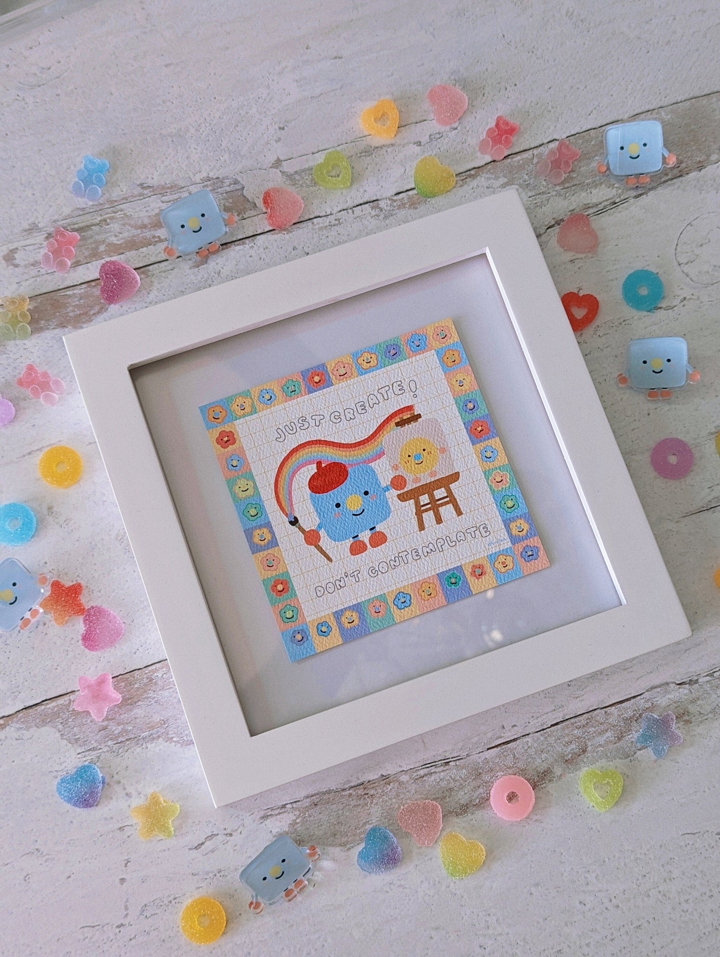 Just Create! Don't Contemplate! 4x4" MINI Art Print | Ell from Ohn0se Cute Artist Print