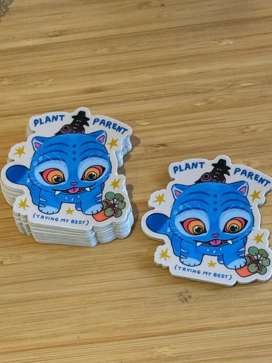 KPop Demon Hunters Derpy Blue Tiger Premium Vinyl Sticker| K-Pop Movie| Plant Parent in Progress|