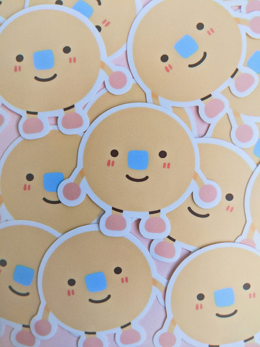 Ohn0se friend - Opal Sticker// Circle with square nose, smiley face friend, cute weatherproof glossy matte sticker