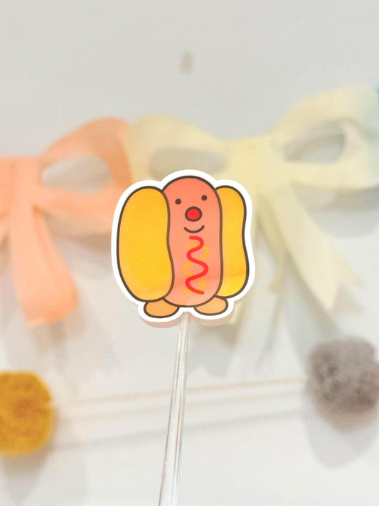 Hot Dog Vinyl Sticker| NYC Kawaii Food Illustration Series| Waterproof Premium Cute Matte Sticker| Gift for Friends + Perfect for Laptops