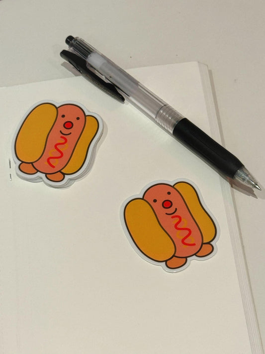 Hot Dog Vinyl Sticker| NYC Kawaii Food Illustration Series| Waterproof Premium Cute Matte Sticker| Gift for Friends + Perfect for Laptops