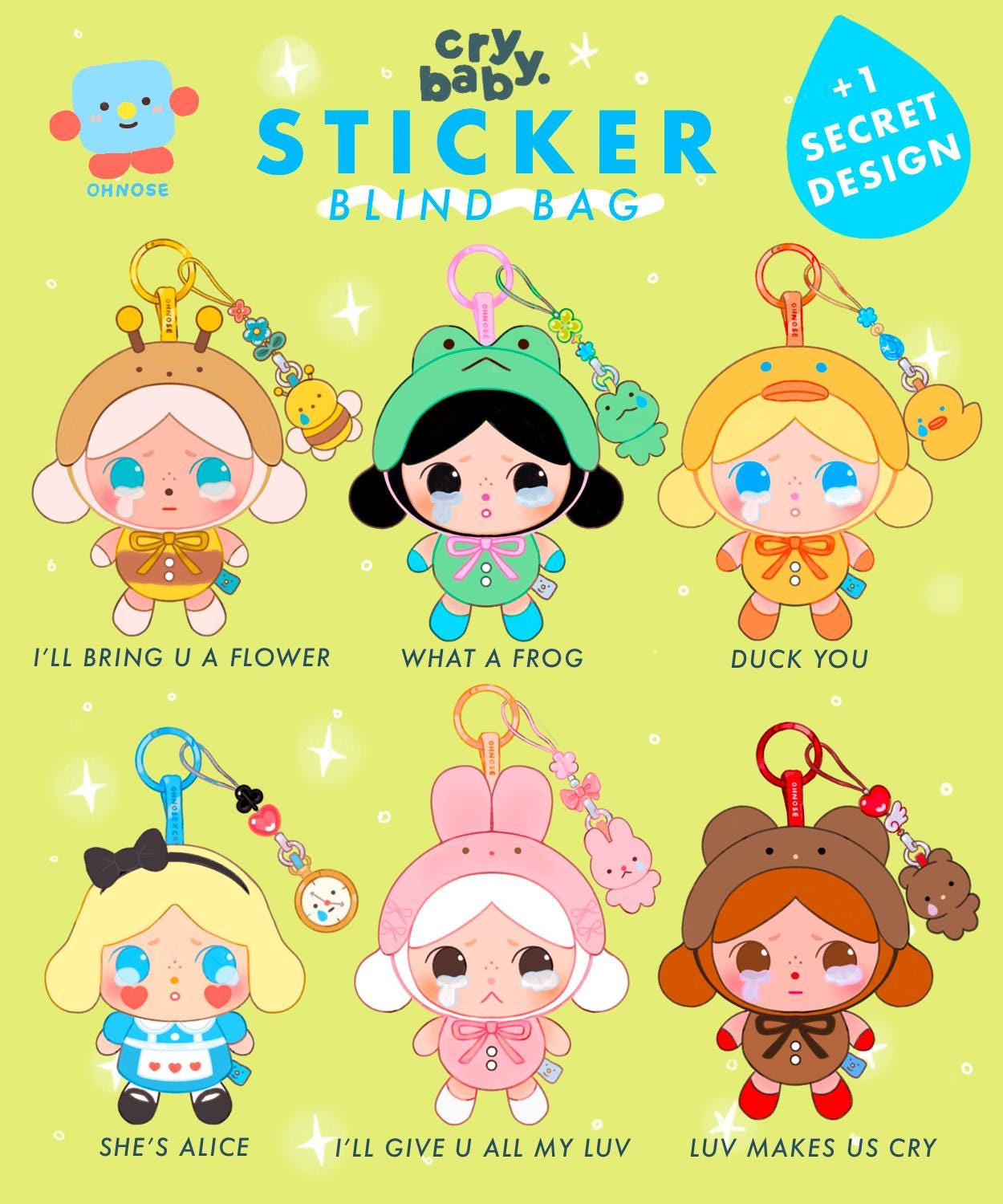 Gacha CryBaby Vinyl Sticker| RANDOM Blind Bag 6 designs + secret| Crying for Love PopMart Matte Sticker| Perfect trinket lover gift