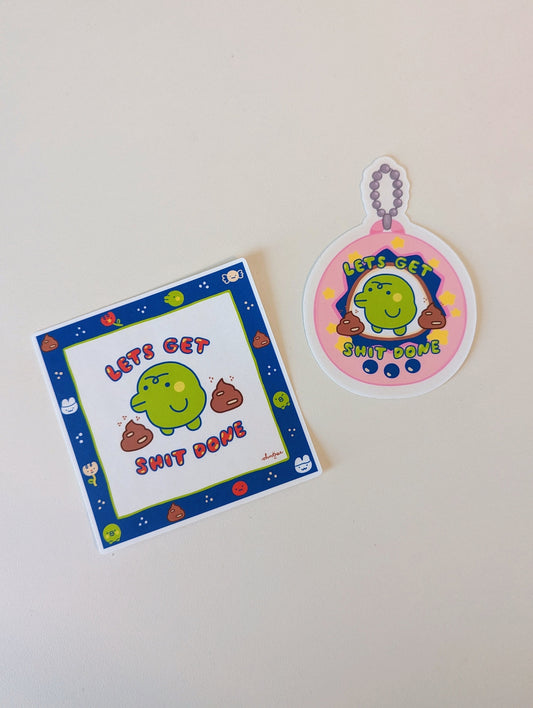 Kuchipatchi Tamagotchi Sticker Bundle- Let's Get Shit Done Egg & Square Sticker| Perfect for To-do planner