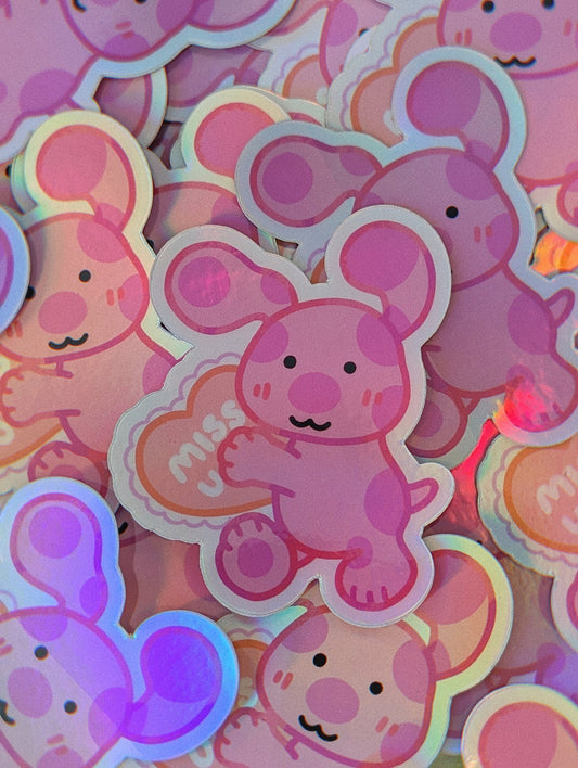 Magenta-Blue's Clues Holographic Vinyl Sticker/ /Nostalgic gifts, childhood, cartoon dog, Laminated Waterproof Vinyl Laptop Sticker