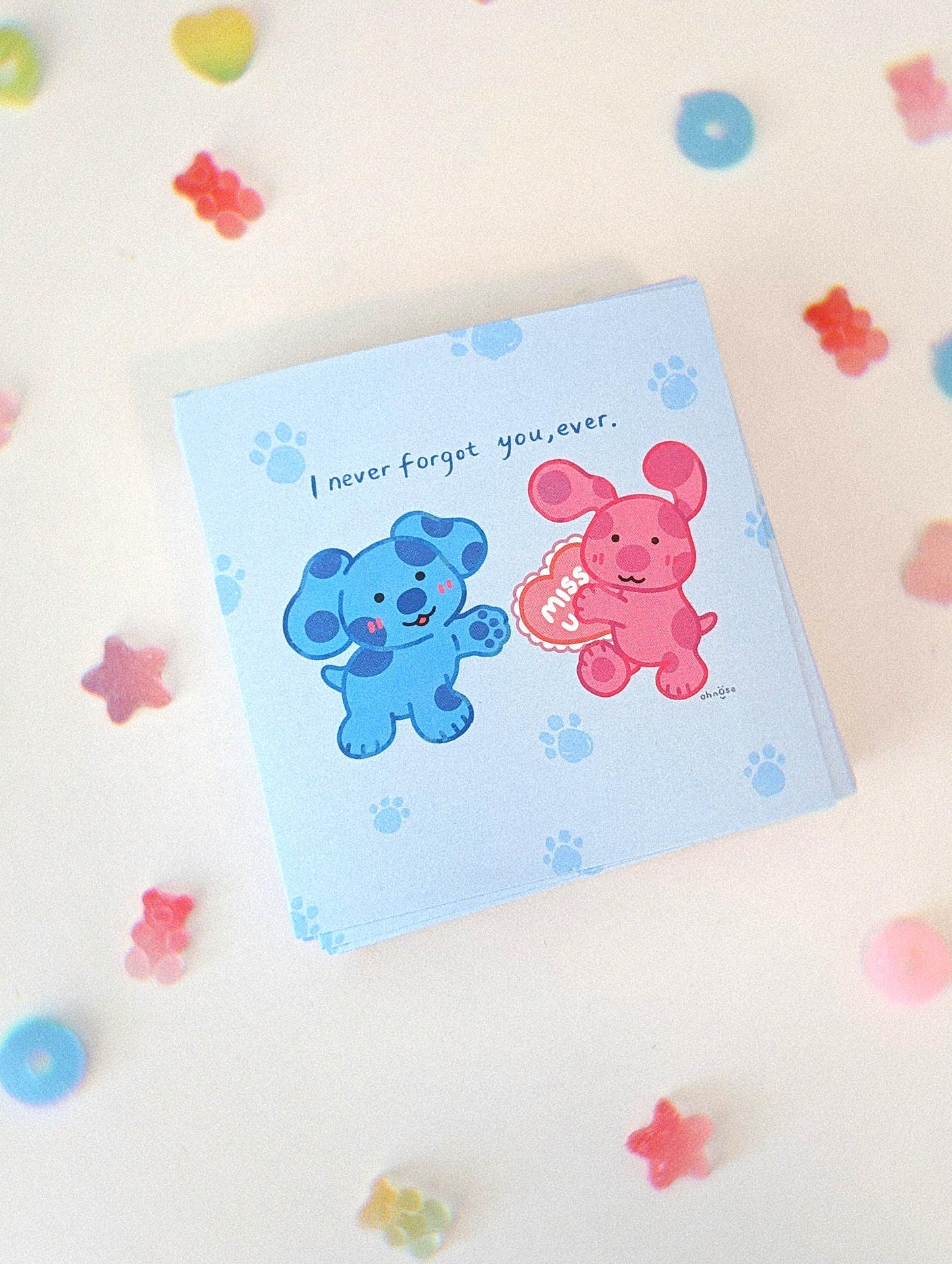 I Never Forgot You Ever- Blue's Clues 4x4" MINI Shimmer Art Print / Blue and Magenta, Steve Blues Clues, Nick Jr, Childhood Nostalgia Gift