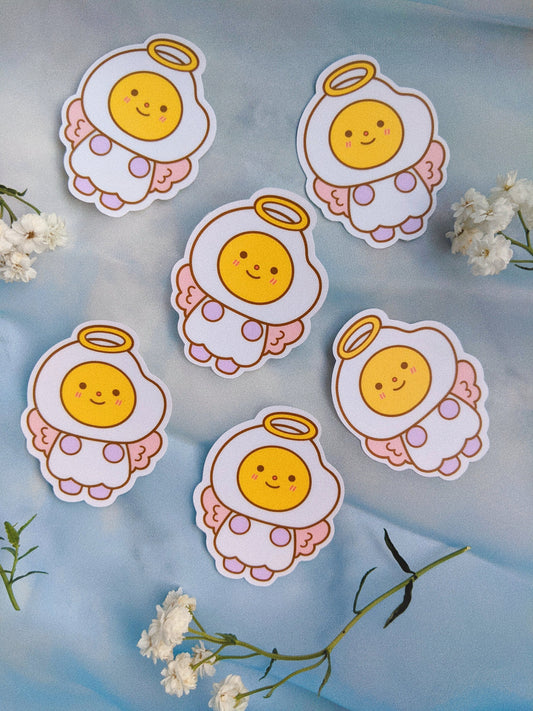 Deviled Egg and Egg Cute Angel Matte Weatherproof Sticker| Don the Deviled Egg| Eggu the Cute Angel| Laptop, iPad, Bottle Eggie Sticker