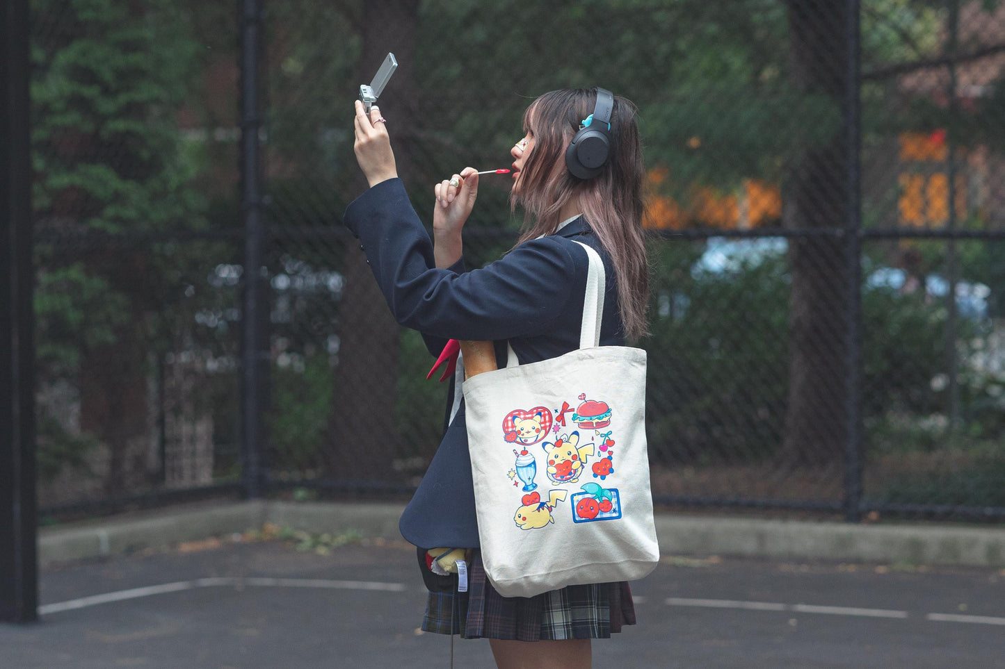 Pikachu Diner Sturdy Canvas Tote Bag| Cute Pokemon Japanese Anime Inspired 100% Cotton Bag| Kawaii Pocket Monster Milkshake Burger Retro 90s