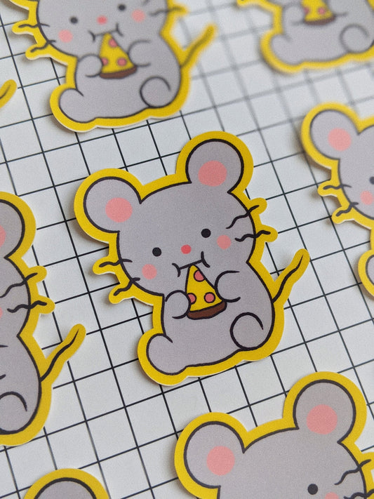 Little Apple the Rat Eating Pizza Sticker | Pizza Rat, NYC Pizza Rat, New York Rat | Cute Matte Weatherproof Vinyl Sticker