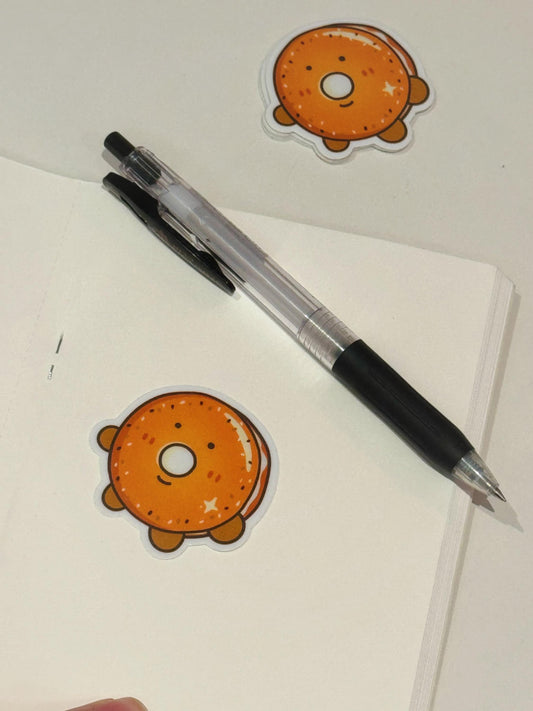 Everything Cream Cheese Bagel Vinyl Sticker| NYC Cute Food Series| Waterproof Premium Matte Sticker| Gift for Friends + Perfect for Laptops