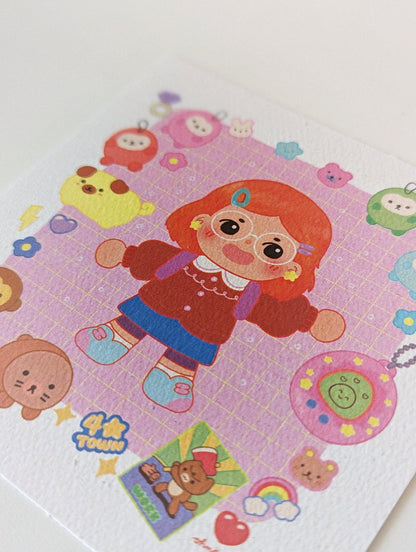 Turning Red Meilin Lee 4x4" MINI Art Print | Mei's room and Toy Inventory- Disney Pixar Shirt, Cute Red Panda, 4town