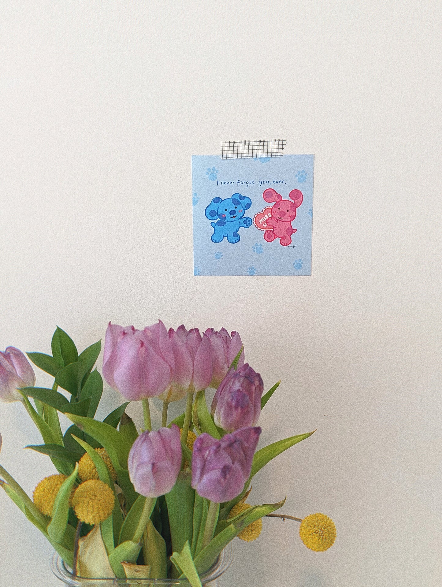 I Never Forgot You Ever- Blue's Clues 4x4" MINI Shimmer Art Print / Blue and Magenta, Steve Blues Clues, Nick Jr, Childhood Nostalgia Gift