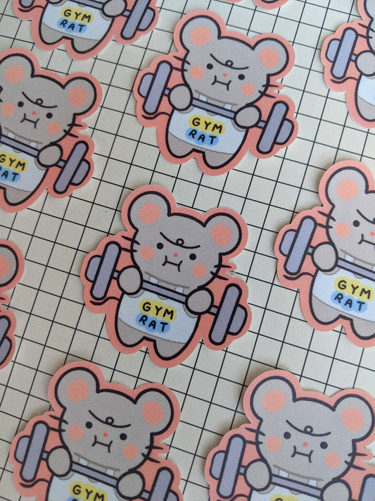 Little Apple the Gym Rat | Die Cut Sticker for Journal, Water Bottle, Planner | Lifting Weights | Deadlifts| Gym boi, cute rat