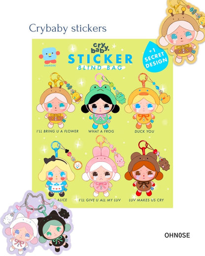 Gacha CryBaby Vinyl Sticker| RANDOM Blind Bag 6 designs + secret| Crying for Love PopMart Matte Sticker| Perfect trinket lover gift