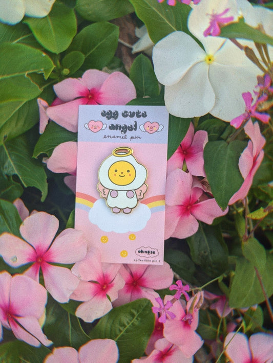 Eggu the Angel Pin | Lapel Pin- Badge| Cute Egg Hard Enamel Pin, Eggie, Eggs, Angel, Breakfast Pin